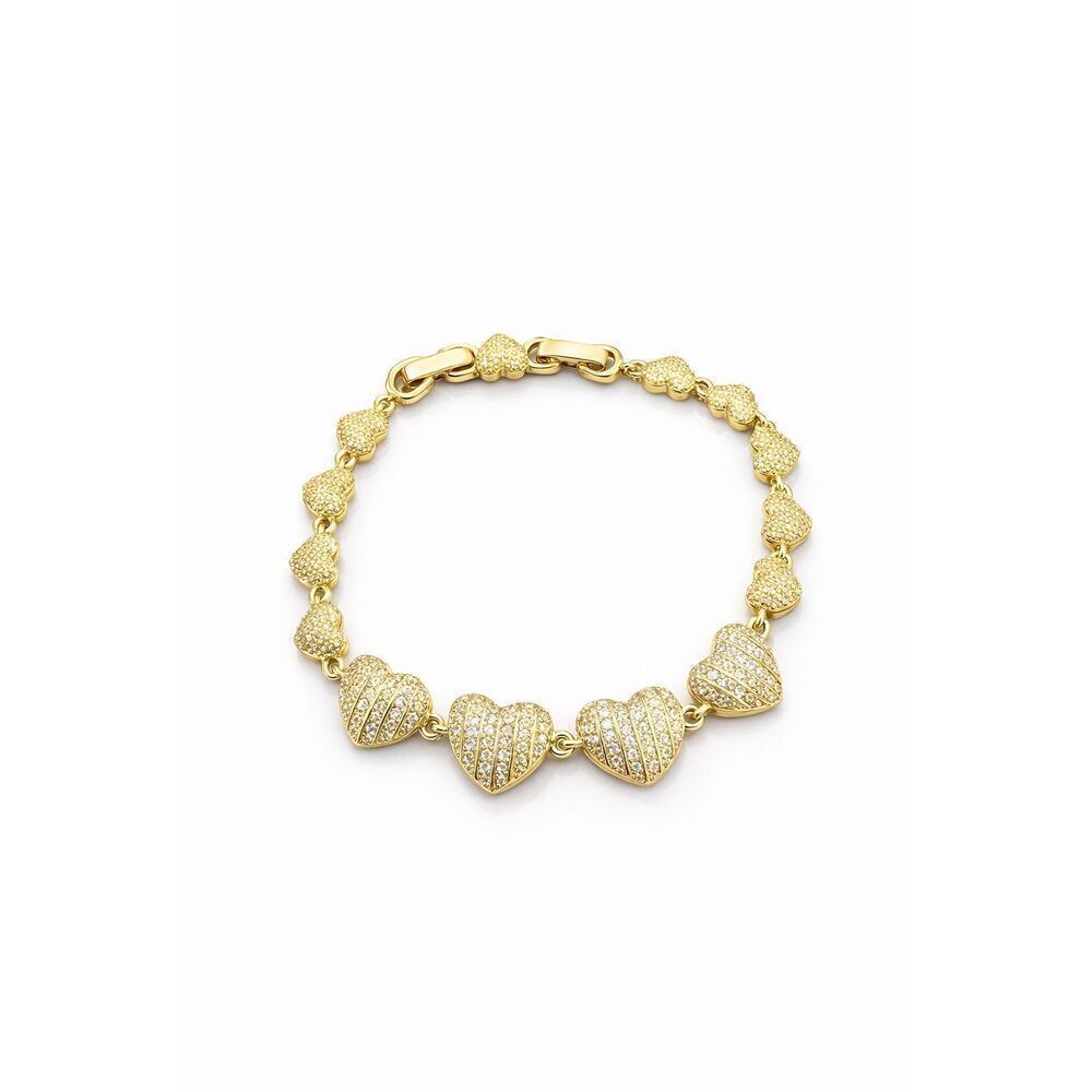 Dazzling Gold l Pave Heart Link Adjustable Bracelet New